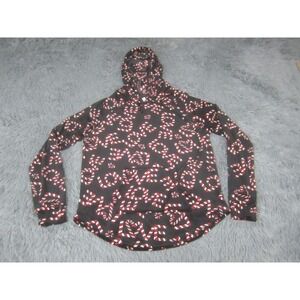 No Boundaries Sweatshirt Womens Large B lack Candy Cane I‎ Love You Print Hoodie